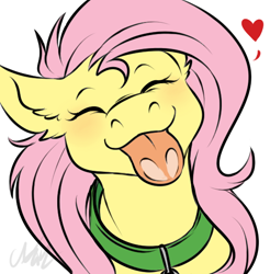 Size: 514x523 | Tagged: safe, artist:cartoonlion, fluttershy, oc, oc:futashy, pegasus, pony, ask, ask futashy, blushing, collar, eyes closed, futashy, futaverse, happy, heart, implied futa, licking, smiling, solo, tongue out