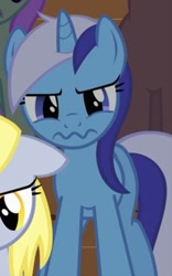 Size: 217x347 | Tagged: safe, screencap, derpy hooves, merry may, minuette, pegasus, pony, green isn't your color, faic, female, mare, reaction image, solo focus, wavy mouth