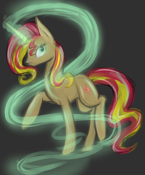 Size: 2000x2400 | Tagged: safe, artist:gloriajoy, sunset shimmer, pony, magic, raised hoof, solo