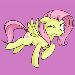 Size: 500x500 | Tagged: safe, artist:shepherd0821, fluttershy, pegasus, pony, female, mare, pink mane, the stare, yellow coat