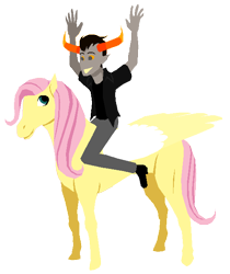 Size: 521x620 | Tagged: safe, fluttershy, crossover, homestuck, tavros nitram, tavroshy