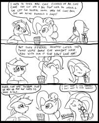 Size: 827x1025 | Tagged: safe, artist:metal-kitty, applejack, fluttershy, pinkie pie, earth pony, pegasus, pony, comic:mlp project, comic