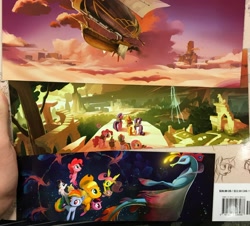 Size: 2386x2157 | Tagged: safe, artist:daniella demysh, artist:joy-ang, artist:tony cliff, derpibooru import, applejack, fluttershy, pinkie pie, queen novo, rainbow dash, rarity, spike, twilight sparkle, twilight sparkle (alicorn), alicorn, dragon, pony, seapony (g4), my little pony: the movie, the art of my little pony: the movie, airship, concept art, cropped, female, flying, mane six, mare, seaponified, seapony applejack, seapony fluttershy, seapony pinkie pie, seapony rainbow dash, seapony rarity, seapony twilight, species swap, underwater