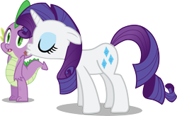 Size: 7194x4724 | Tagged: safe, artist:exe2001, rarity, spike, dragon, pony, unicorn, absurd resolution, female, interspecies, kissing, male, shipping, simple background, sparity, straight, transparent background, vector