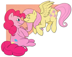 Size: 1004x796 | Tagged: safe, artist:arcticwaters, fluttershy, pinkie pie, earth pony, pegasus, pony, flutterpie, licking