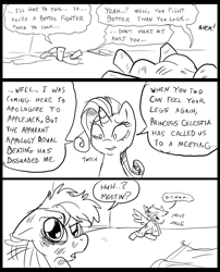 Size: 827x1025 | Tagged: safe, artist:metal-kitty, applejack, rainbow dash, rarity, earth pony, pegasus, pony, unicorn, comic:mlp project, comic