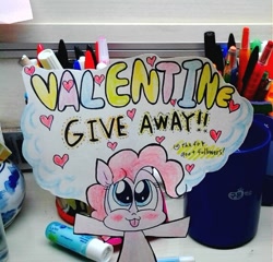 Size: 572x550 | Tagged: safe, artist:danadyu, pinkie pie, earth pony, pony, ask, paper, paper child, papercraft, traditional art, tumblr