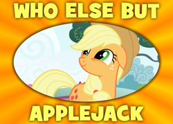 Size: 1400x1000 | Tagged: safe, applejack, earth pony, pony, blonde mane, border, female, mare, orange coat, sitcom, solo