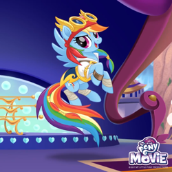 Size: 1080x1080 | Tagged: safe, derpibooru import, rainbow dash, pegasus, pony, my little pony: the movie, female, goggles, mare, my little pony logo, official, pirate, pirate rainbow dash, solo