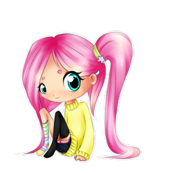 Size: 700x700 | Tagged: safe, artist:tsukelele, fluttershy, human, breasts, clothes, delicious flat chest, flattershy, humanized, sweater, sweatershy