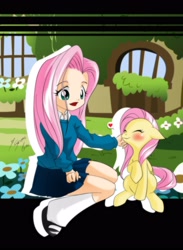 Size: 2550x3480 | Tagged: safe, artist:shinta-girl, fluttershy, clothes, human ponidox, humanized, skirt