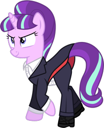 Size: 814x1000 | Tagged: safe, artist:cloudyglow, starlight glimmer, unicorn, boots, clothes, clothes swap, cosplay, costume, crossover, doctor who, kelly sheridan, overcoat, peter capaldi, s5 starlight, shirt, shoes, simple background, solo, spoilers for another series, transparent, transparent background, trousers, twelfth doctor, vector