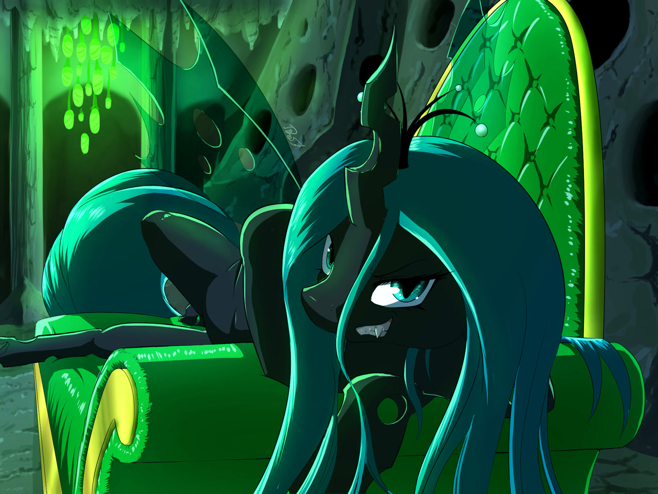 Safe Artist Phoenixperegrine Queen Chrysalis Changeling Changeling Queen