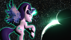 Size: 1920x1080 | Tagged: safe, artist:powdan, starlight glimmer, alicorn, pony, 3d, alicornified, gmod, looking at you, magic, planet, race swap, space, starlicorn, xk-class end-of-the-world scenario