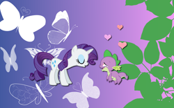 Size: 2560x1600 | Tagged: safe, rarity, spike, dragon, pony, unicorn, female, male, shipping, sparity, straight, wallpaper