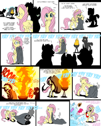 Size: 1268x1576 | Tagged: safe, artist:isismasshiro, fluttershy, pegasus, pony, avast fluttershy's ass, bipedal, cellphone, comic, female, fire, mare