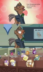 Size: 867x1432 | Tagged: safe, derpy hooves, oc, oc:emerald may, pegasus, pony, unicorn, /mlp/, blushing, bronies: the extremely unexpected adult fans of my little pony, brony, bronydoc, clopping, comic, documentary, female, implied masturbation, john de lancie, male, mare, ponified, professor lancie, stallion