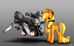 Size: 4000x2500 | Tagged: safe, artist:ultimiant, applejack, earth pony, pony, female, hoverbike, mare