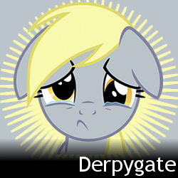 Size: 250x250 | Tagged: safe, derpy hooves, pegasus, pony, derpygate, female, mare, spoilered image joke