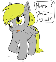 Size: 822x902 | Tagged: safe, artist:ibengmainee, derpy hooves, bullying, crying, dialogue, filly, sad, simple background, solo