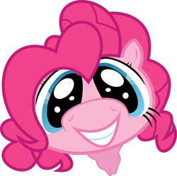 Size: 6049x6034 | Tagged: safe, artist:baka-neku, pinkie pie, earth pony, pony, absurd resolution, boop, cute, diapinkes, faic, female, fisheye lens, grin, looking at you, mare, offscreen character, ponk, pov, simple background, smiling, solo, squee, transparent background, vector