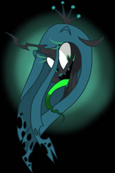 Size: 540x810 | Tagged: safe, artist:miss-zi-zi, queen chrysalis, changeling, changeling queen, bust, green tongue, portrait, solo, tongue out