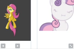 Size: 960x640 | Tagged: safe, fluttershy, sweetie belle, pegasus, pony, exploitable meme, juxtaposition, juxtaposition win