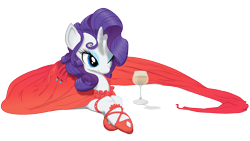 Size: 2000x1125 | Tagged: safe, artist:sunibee, artist:yanoda, edit, rarity, pony, unicorn, alcohol, clothes, dress, female, recolor, red dress, simple background, solo, transparent background, vector, wine, wink