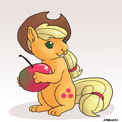 Size: 894x894 | Tagged: safe, artist:docwario, applejack, squirrel, female, simple background, solo, species swap, white background