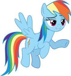 Size: 9374x9923 | Tagged: safe, artist:illumnious, derpibooru import, rainbow dash, pegasus, pony, .ai available, absurd resolution, female, flying, mare, multicolored hair, simple background, smiling, solo, transparent background, underhoof, vector