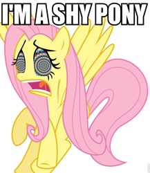 Size: 834x959 | Tagged: safe, fluttershy, pegasus, pony, female, hypnosis, mare, pink mane, roflbot, yellow coat