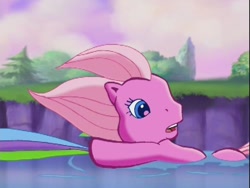 Size: 640x480 | Tagged: safe, pinkie pie, rarity (g3), earth pony, pony, g3, the runaway rainbow, river, tail, water, waterfall, windswept mane