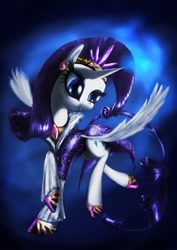 Size: 2480x3508 | Tagged: safe, artist:zolombo, rarity, alicorn, pony, alicornified, clothes, dress, race swap, raricorn