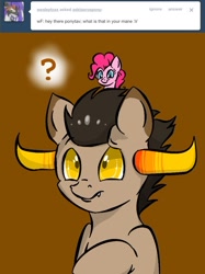 Size: 500x667 | Tagged: safe, artist:asktavrospony, pinkie pie, homestuck, ponified, tavros nitram