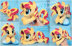 Size: 1530x973 | Tagged: safe, artist:buttercupbabyppg, sunset shimmer, pony, unicorn, beanie (plushie), irl, photo, plushie