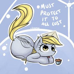 Size: 800x800 | Tagged: safe, artist:eshredder, derpy hooves, pegasus, pony, cupcake, female, mail, mare, solo