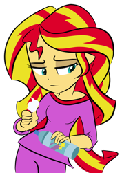Size: 2826x4000 | Tagged: safe, artist:backgrounduser, sunset shimmer, equestria girls, clothes, pajamas, solo
