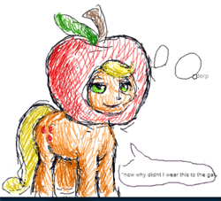 Size: 557x505 | Tagged: safe, artist:bg, applejack, earth pony, pony, blonde mane, female, flockdraw, mare, orange coat, solo