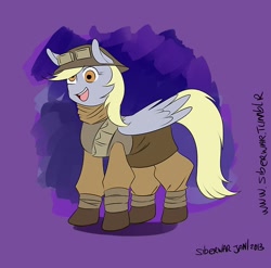 Size: 500x494 | Tagged: safe, artist:siberwar, derpy hooves, pegasus, pony, 30 minute art challenge, clothes, crossover, fallout, fallout: new vegas, female, helmet, mare, ncr, uniform