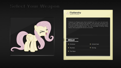 Size: 1920x1080 | Tagged: safe, artist:pims1978, fluttershy, pegasus, pony, female, mare, select your weapon, wallpaper