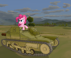 Size: 1180x974 | Tagged: safe, artist:lostmahpants, pinkie pie, earth pony, pony, cv35, tank (vehicle), tankette