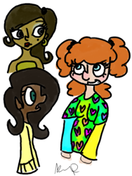 Size: 422x561 | Tagged: safe, artist:kitty-perry, fluttershy, pinkie pie, rarity, humanized, natural hair color