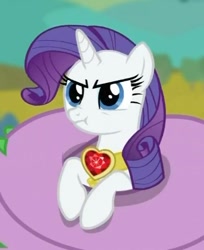 Size: 380x465 | Tagged: safe, rarity, spike, dragon, pony, unicorn, :t, frown, indignant, nose wrinkle, pouting, scrunchy face