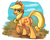 Size: 1055x838 | Tagged: safe, artist:starloo, applejack, earth pony, pony, blonde mane, female, mare, orange coat, plot, solo