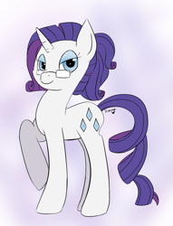 Size: 657x859 | Tagged: safe, artist:hannathegamer, rarity, pony, unicorn, alternate hairstyle, female, glasses, horn, mare, solo