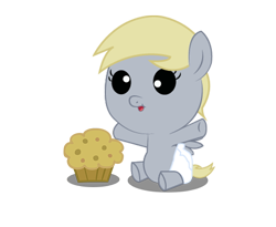 Size: 528x434 | Tagged: safe, artist:convoykaiser, derpy hooves, pony, baby, baby pony, diaper, filly, foal, muffin, simple background, solo, transparent background