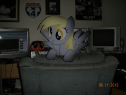 Size: 900x675 | Tagged: safe, derpy hooves, pegasus, pony, chair, female, mare, ponies in real life