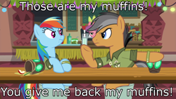 Size: 1920x1080 | Tagged: safe, derpibooru import, edit, edited screencap, screencap, carrot bun, quibble pants, rainbow dash, pegasus, pony, stranger than fan fiction, angry, argument, bojack horseman, image macro, meme, patton oswalt, voice actor joke