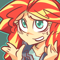 Size: 400x400 | Tagged: safe, artist:tyuubatu, sunset shimmer, equestria girls, cute, solo