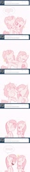 Size: 660x3725 | Tagged: safe, artist:nolycs, bubble berry, bubblini davinci berry, pinkie pie, earth pony, pony, ask, ask pinkie and berry, balloon, balloon popping, hug, pinkamena diane pie, rule 63, self ponidox, static, tumblr